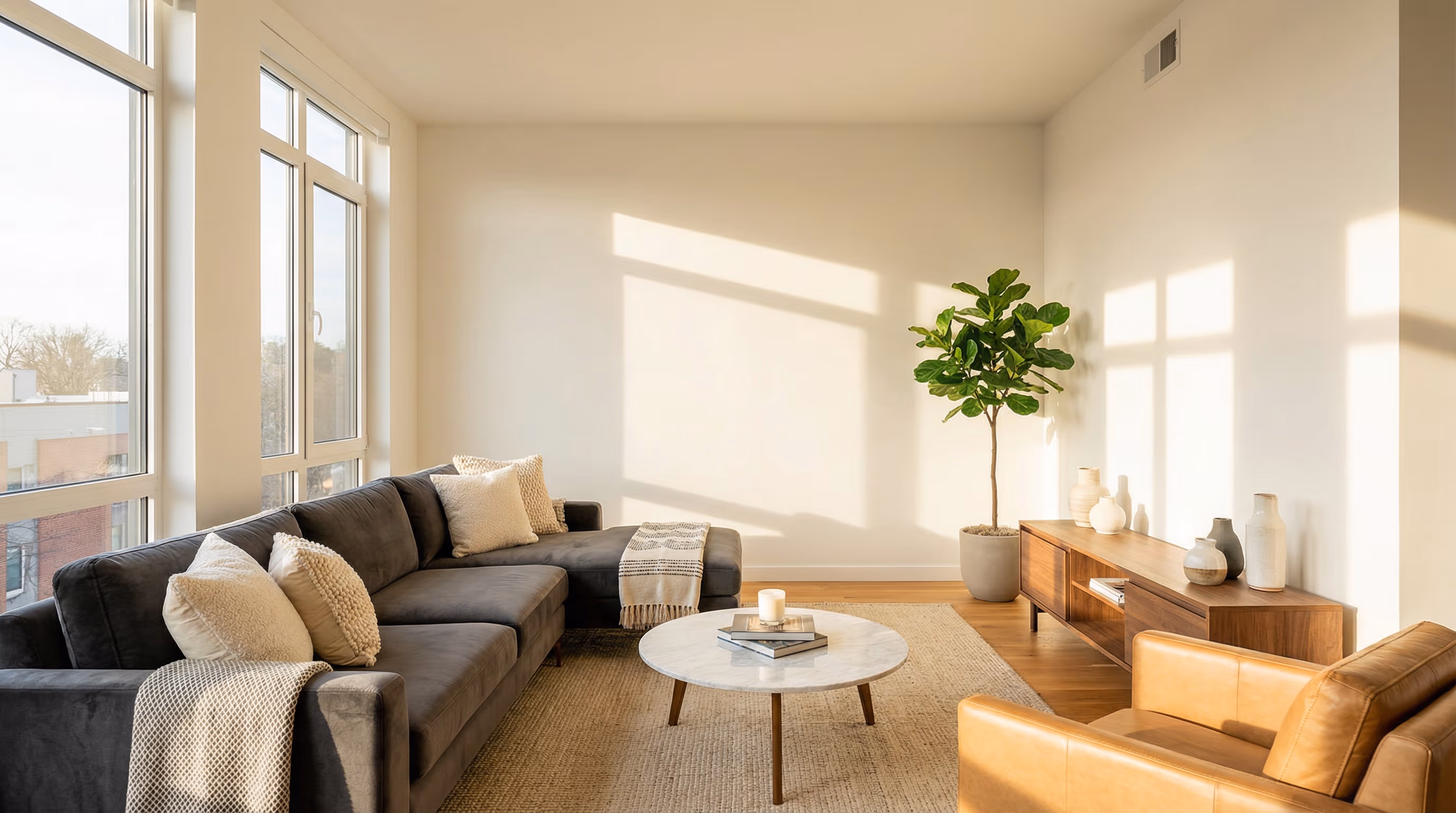 Pintura residencial profissional em São Paulo - Sala de estar com paredes pintadas